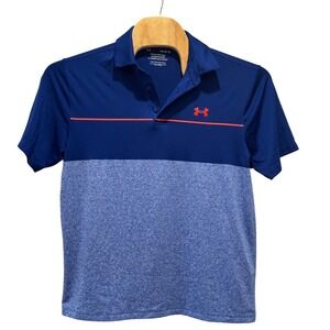 Under Armour Logo Playoff Golf Polo Shirt Mens Large Blue orange‎ Athletic